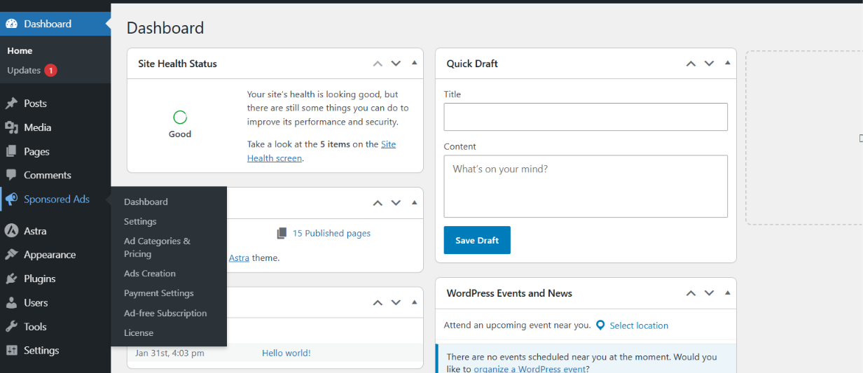 Plugin in WordPress Menu